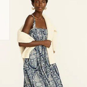 Gathered cotton-poplin dress in oversized paisley